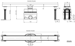 Душевой лоток Allen Brau Priority 9.50010.BN для поддона 85 см никель браш